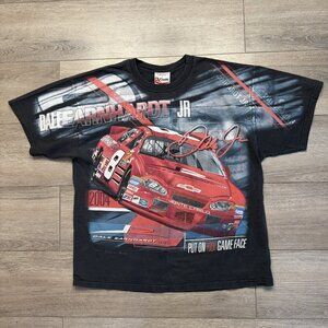 Vintage Dale Earnhardt Jr Shirt Mens L NASCAR Racing Graphic Game Face AOP